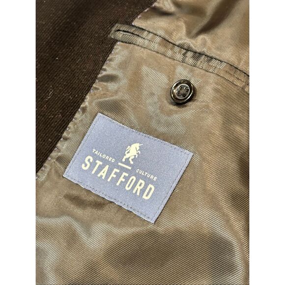 Stafford classic fit black corduroy sports coat suit jacket size 46R - Picture 10 of 12